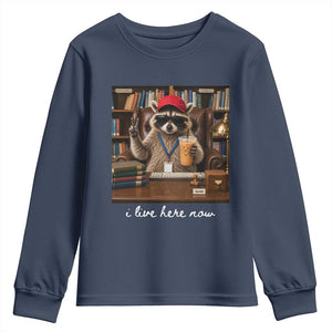 School Librarian Youth Sweatshirt I Live Here Now Back to School