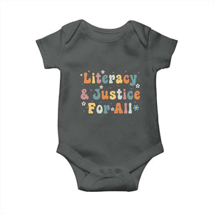 Literacy Justice for All Stop Book Banning Protect Librarian Baby Onesie TS14 Dark Heather Print Your Wear