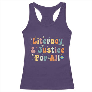 Literacy Justice for All Stop Book Banning Protect Librarian Racerback Tank Top TS14 Purple Print Your Wear