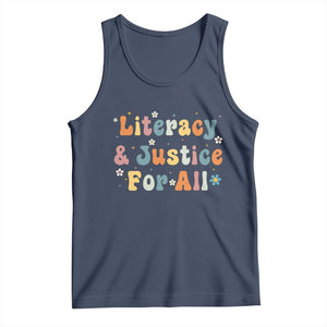 Literacy Justice for All Stop Book Banning Protect Librarian Tank Top TS14 Navy Print Your Wear