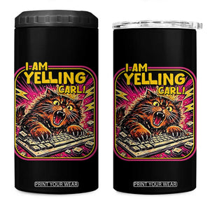 Funny I Am Yelling Carl 4 in 1 Can Cooler Tumbler Screaming Donut Cat Meme