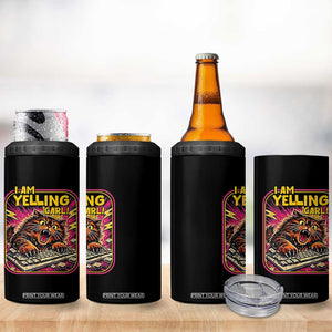 Funny I Am Yelling Carl 4 in 1 Can Cooler Tumbler Screaming Donut Cat Meme