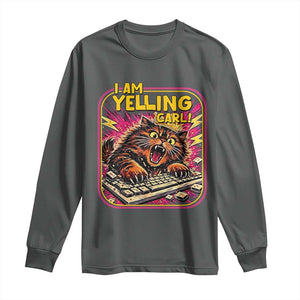 Funny I Am Yelling Carl Long Sleeve Shirt Screaming Donut Cat Meme