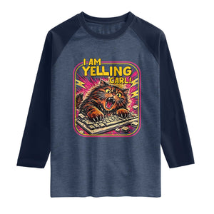Funny I Am Yelling Carl Raglan Shirt Screaming Donut Cat Meme