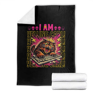 Funny I Am Yelling Carl Donut Cat Meme Throw Blanket