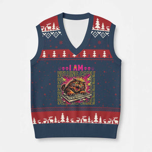 Funny I Am Yelling Carl Donut Cat Meme V-Neck Knit Sweater Vest