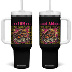 Funny I Am Yelling Carl Donut Cat Meme Tumbler With Handle