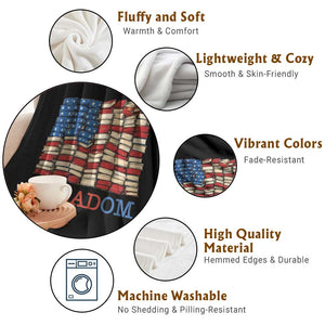Freedom to Read Books Freadom Throw Blanket USA Flag Patriotic Library Book Lover