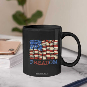 Freedom to Read Books Freadom Coffee Mug USA Flag Patriotic Library Book Lover