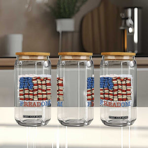 Freedom to Read Books Freadom Glass Can USA Flag Patriotic Library Book Lover
