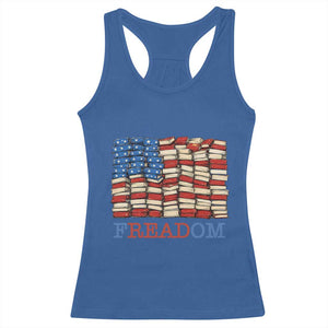 Freedom to Read Books Freadom Racerback Tank Top USA Flag Patriotic Library Book Lover