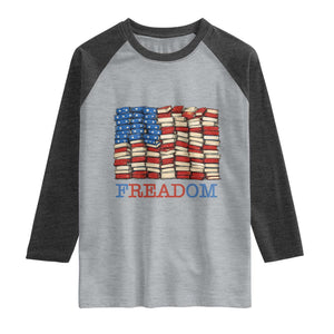 Freedom to Read Books Freadom Raglan Shirt USA Flag Patriotic Library Book Lover