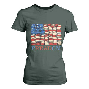 Freedom to Read Books Freadom T Shirt For Women USA Flag Patriotic Library Book Lover