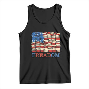 Freedom to Read Books Freadom Tank Top USA Flag Patriotic Library Book Lover