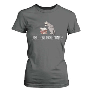 Just One More Chapter T Shirt For Women Funny Raccoon Reading Book Lover Gift TS14 Dark Heather Print Your Wear
