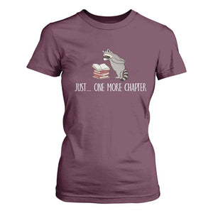 Just One More Chapter T Shirt For Women Funny Raccoon Reading Book Lover Gift TS14 Maroon Print Your Wear