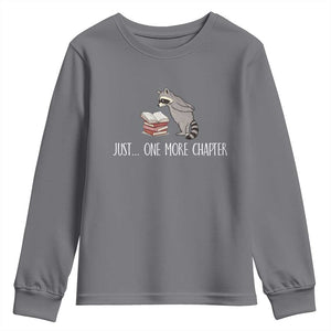 Just One More Chapter Youth Sweatshirt Funny Raccoon Reading Book Lover Gift TS14 Charcoal Print Your Wear