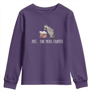 Just One More Chapter Youth Sweatshirt Funny Raccoon Reading Book Lover Gift TS14 Purple Print Your Wear