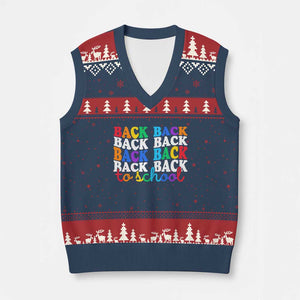 Groovy Back To School V-Neck Knit Sweater Vest First Day of School Colorful Teacher Student Kids TS14 Navy Red Print Your Wear