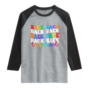 Groovy Back To School Raglan Shirt First Day of School Colorful Teacher Student Kids TS14 Heather Gray Black Print Your Wear