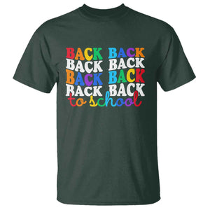 Groovy Back To School T Shirt First Day of School Colorful Teacher Student Kids TS14 Dark Forest Green Print Your Wear