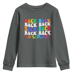 Groovy Back To School Youth Sweatshirt First Day of School Colorful Teacher Student Kids TS14 Dark Heather Print Your Wear