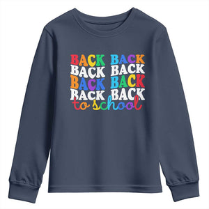 Groovy Back To School Youth Sweatshirt First Day of School Colorful Teacher Student Kids TS14 Navy Print Your Wear
