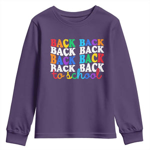 Groovy Back To School Youth Sweatshirt First Day of School Colorful Teacher Student Kids TS14 Purple Print Your Wear