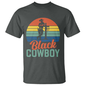 Black Cowboy Sunset T Shirt Western Rodeo Cross TS14 Dark Heather Print Your Wear