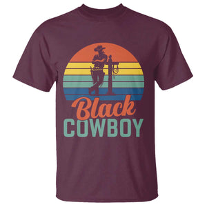 Black Cowboy Sunset T Shirt Western Rodeo Cross TS14 Maroon Print Your Wear