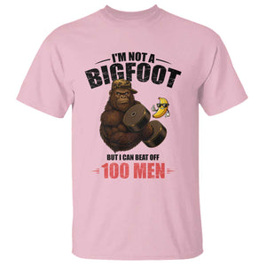 Funny Bigfoot Gym T Shirt I Am Not A Bigfoot But I Can Beat Off 100 Men TS14 Light Pink Print Your Wear