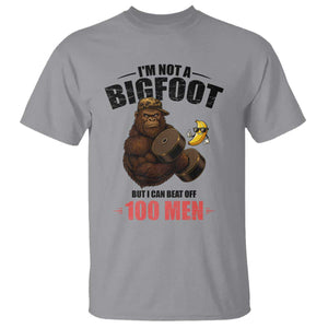 Funny Bigfoot Gym T Shirt I Am Not A Bigfoot But I Can Beat Off 100 Men TS14 Sport Gray Print Your Wear