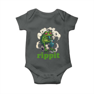 Rippit Stoner Frog Baby Onesie Smoking Weed Pot Marijuana Cannabis 420 TS14 Dark Heather Print Your Wear
