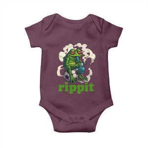 Rippit Stoner Frog Baby Onesie Smoking Weed Pot Marijuana Cannabis 420 TS14 Maroon Print Your Wear