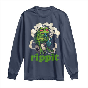 Rippit Stoner Frog Long Sleeve Shirt Smoking Weed Pot Marijuana Cannabis 420 TS14 Navy Print Your Wear
