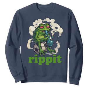 Rippit Stoner Frog Sweatshirt Smoking Weed Pot Marijuana Cannabis 420 TS14 Navy Print Your Wear