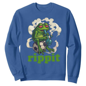 Rippit Stoner Frog Sweatshirt Smoking Weed Pot Marijuana Cannabis 420 TS14 Royal Blue Print Your Wear