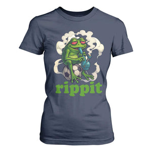 Rippit Stoner Frog T Shirt For Women Smoking Weed Pot Marijuana Cannabis 420 TS14 Navy Print Your Wear