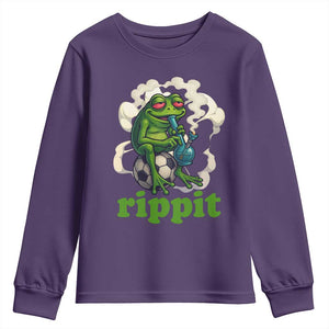 Rippit Stoner Frog Youth Sweatshirt Smoking Weed Pot Marijuana Cannabis 420 TS14 Purple Print Your Wear
