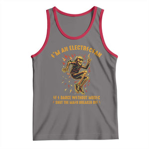 Funny Skeleton Electrician Tank Top I Am An Electrician If I Dance Without Music TS14 Deep Heather Red Print Your Wear