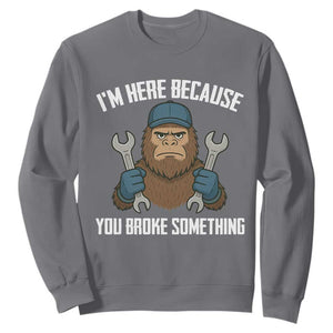 Funny Bigoot Mechanic Sweatshirt I Am Here Because You Broke Something Repair TS14 Charcoal Print Your Wear