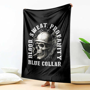 Skull Smoking Throw Blanket Blood Sweat Profanity Blue Collar TS14 Print Your Wear