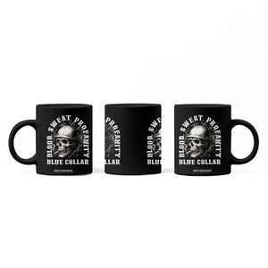 Skull Smoking Coffee Mug Blood Sweat Profanity Blue Collar TS14 Print Your Wear