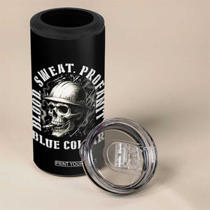 Skull Smoking 4 in 1 Can Cooler Tumbler Blood Sweat Profanity Blue Collar TS14 Print Your Wear