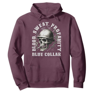 Skull Smoking Hoodie Blood Sweat Profanity Blue Collar TS14 Maroon Print Your Wear