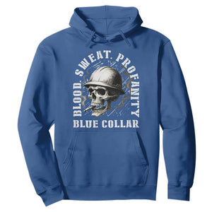 Skull Smoking Hoodie Blood Sweat Profanity Blue Collar TS14 Royal Blue Print Your Wear