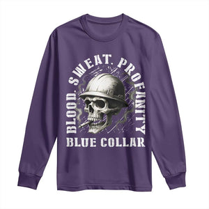 Skull Smoking Long Sleeve Shirt Blood Sweat Profanity Blue Collar TS14 Purple Print Your Wear