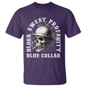 Skull Smoking T Shirt Blood Sweat Profanity Blue Collar TS14 Purple Print Your Wear