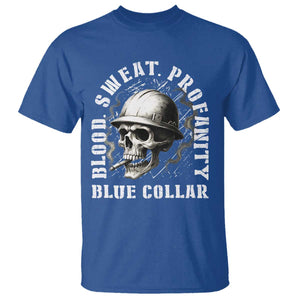 Skull Smoking T Shirt Blood Sweat Profanity Blue Collar TS14 Royal Blue Print Your Wear