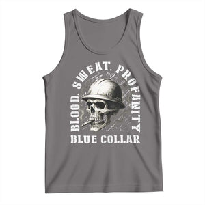 Skull Smoking Tank Top Blood Sweat Profanity Blue Collar TS14 Deep Heather Print Your Wear